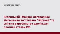 Зеленський і Макрон обговорили збільшення постачання "Міражів" та спільне виробництво дронів для протидії атакам РФ