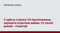 У суботу сталося 174 боєзіткнення, окупанти втратили майже 1,5 тисячі вояків – Генштаб