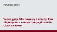 Через удар РФ і пожежу в повітрі Сум підвищилась концентрація діоксидів сірки та азоту