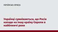 Українці сумніваються, що Росія нападе на іншу країну Європи в найближчі роки