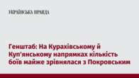 Генштаб: На Курахівському й Куп'янському напрямках кількість боїв майже зрівнялася з Покровським