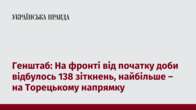 Генштаб: На фронті від початку доби відбулось 138 зіткнень, найбільше – на Торецькому напрямку