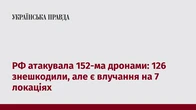 РФ атакувала 152-ма дронами: 126 знешкодили, але є влучання на 7 локаціях