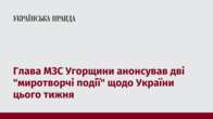 Глава МЗС Угорщини анонсував дві 