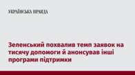 Зеленський похвалив темп заявок на тисячу допомоги й анонсував інші програми підтримки