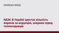 НАЗК: В Україні зростає кількість вироків за корупцію, зокрема серед топпосадовців
