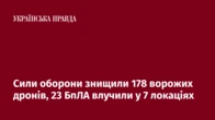 Сили оборони знищили 178 ворожих дронів, 23 БпЛА влучили у 7 локаціях
