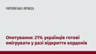 Опитування: 21% українців готові емігрувати у разі відкриття кордонів