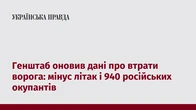 Генштаб оновив дані про втрати ворога: мінус літак і 940 російських окупантів