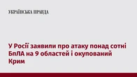 У Росії заявили про атаку понад сотні БпЛА на 9 областей і окупований Крим 