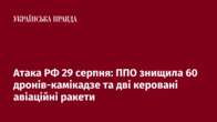 Атака РФ 29 серпня: ППО знищила 60 дронів-камікадзе та дві керовані авіаційні ракети