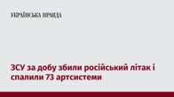 ЗСУ за добу збили російський літак і спалили 73 артсистеми