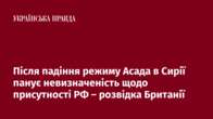 Після падіння режиму Асада в Сирії панує невизначеність щодо присутності РФ – розвідка Британії