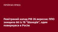 Повітряний напад РФ 26 вересня: ППО знищила 66 із 78 