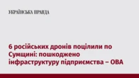 6 російських дронів поцілили по Сумщині: пошкоджено інфраструктуру підприємства – ОВА  