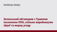 Зеленський обговорив з Трампом посилення ППО, спільне виробництво зброї та мирну угоду