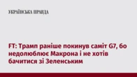 FT: Трамп раніше покинув саміт G7, бо недолюблює Макрона і не хотів бачитися зі Зеленським
