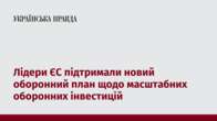 Лідери ЄС підтримали новий оборонний план щодо масштабних оборонних інвестицій