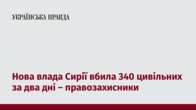 Нова влада Сирії вбила 340 цивільних за два дні – правозахисники