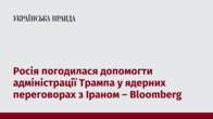 Росія погодилася допомогти адміністрації Трампа у ядерних переговорах з Іраном – Bloomberg