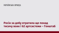 Росія за добу втратила ще понад тисячу вояк і 62 артсистеми – Генштаб