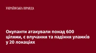 Окупанти атакували понад 600 цілями, є влучання та падіння уламків у 20 локаціях