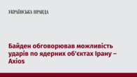 Байден обговорював можливість ударів по ядерних об'єктах Ірану – Axios