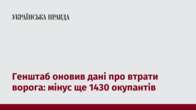 Генштаб оновив дані про втрати ворога: мінус ще 1430 окупантів