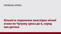Кількість поранених внаслідок нічної атаки по Чугуєву зроса до 6, серед них дитина