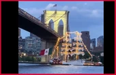 Buque escuela Cuauhtémoc de Marina choca con Puente de Brooklyn | Video