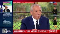 Suppression de deux jours fériés : "la mesure est discutable", affirme François Bayrou