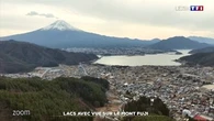Zoom : lacs avec vue sur le mont Fuji