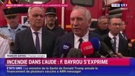 "C’est une catastrophe d’une ampleur inédite", déclare François Bayrou depuis l’Aude où l'incendie est toujours en cours
