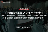 【セミナー見逃し配信】※プレミアム・法人会員限定「中国BEV主要プレイヤー分析」BYD、HUAWEI、XIAOPENG、NIO、ZEEKR、XIAOMI～各社の強みと注目潮流を特許情報起点で炙り出す～
