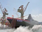 3900トン型護衛艦「たつた」進水式、三菱重工業・長崎で建造