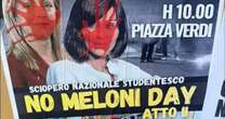 Manifesti coi volti insanguinati di Meloni e Bernini. La ministra: “La violenza non ha a nulla a che fare con la democrazia”