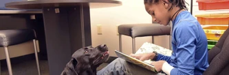 "À la maison il ne veut pas autant lire" : pourquoi les enfants font la lecture à un chien dans cette librairie du Jura