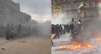 EN VIVO ¬ Encapuchados lanzan petardos y desatan violencia en marcha del 2 de octubre