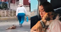 VIDEO ¬ Mujer arrastra a una perrita inconsciente en Pachuca; activista la rescata