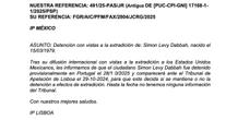 DOCUMENTO ¬ Interpol confirmó a México por escrito arresto de Simón Levy en Portugal