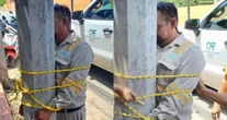 Pobladores amarran a un poste a trabajador de CFE por apagones en Dzemul, Yucatán
