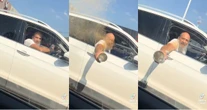 VIDEO ¬ "Lord Café" intenta lanzar su bebida a conductor en Jalisco y acaba empapado