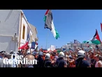 Gaza protesters confront Israeli cruise ship docked in Crete