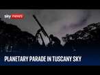 Eight planets align in Tuscany sky