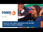 Atrás de Lula, Janja comemora o fim do G20 com Mauro Vieira e Haddad