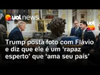 Trump posta foto com Flávio Bolsonaro e diz que ele é um 'rapaz esperto' que 'ama seu país'
