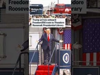 Trump arrives onboard Freedom250 train to Theodore Roosevelt Presidential Library