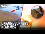 Incredible moment Putin's confused kamikaze drone crashes during epic chase with Ukrainian gunners