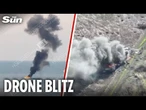 Ukraine unleashes wave of air and sea attack drones on key Russian port