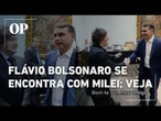 Flávio Bolsonaro se encontra com Milei em evento: "Um dia histórico"